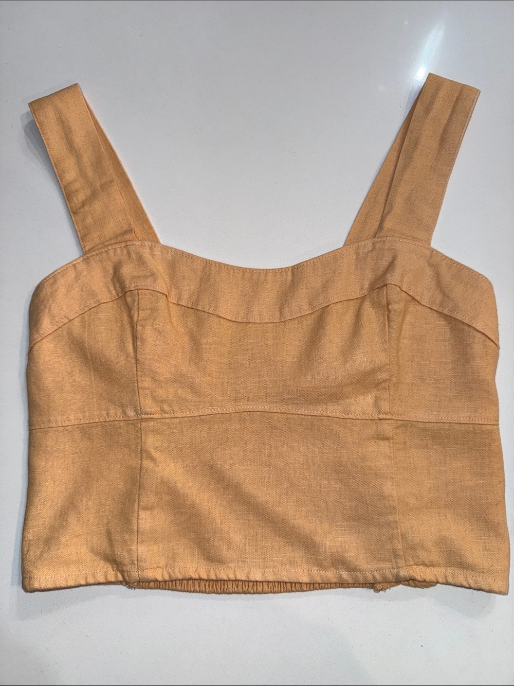 Abercrombie Linen Blend Corset Crop Top Peachy Orange | Size S